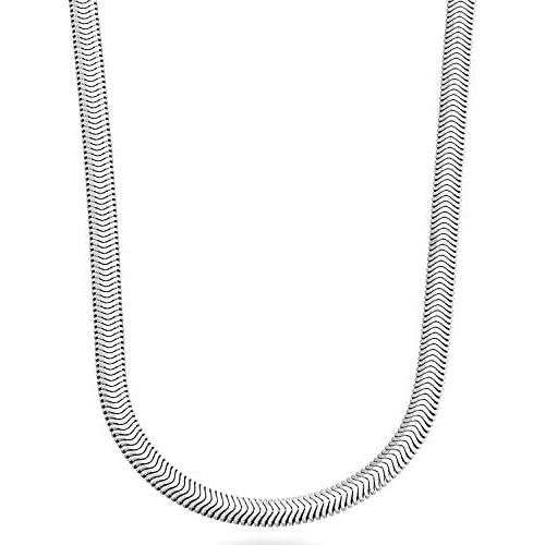 Savlano 925 Sterling Silver 5mm Solid Italian Round Diamond Cut Flexible Snake Chain Necklace With Gift Box For Men & Women - Made in Italy