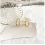 Gold Split Hoop Huggie Earrings Dainty Gold Plated Thick Gold Hoops Cartilage Piercing Hypoallergenic Open Hoops Lightweight Split Dangle Drop Earrings Jewelry for Women Girls