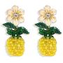 Crystal Fruit Dangle Earrings Rhinestone Strawberry Pineapple Drop Earrings Cherry Hoop Earrings Bohemia Flower Tropical Colorful Fruit Stud Earrings for Women Girls Summer Holiday Jewelry