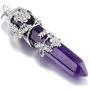 CrystalTears Silver Flower Wrapped Natural Crystal Stone Necklace Hexagonal Crystal Point Gemstone Pendant Necklace Jewelry for Women Girls