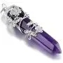 CrystalTears Silver Flower Wrapped Natural Crystal Stone Necklace Hexagonal Crystal Point Gemstone Pendant Necklace Jewelry for Women Girls
