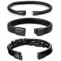 FIBO STEEL 3 PCS Magnetic-Clasp Leather Bracelets for Men Wrap Braided Leather Bracelets Wrist Cuff Bangle 8.0-8.5 Inch