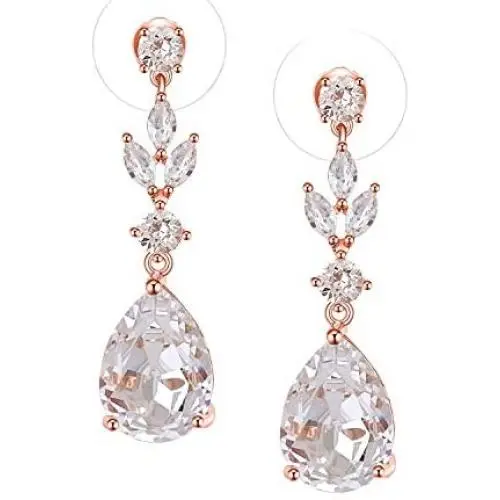 SWEETV Pearl Drop Earrings for Women,Bridesmaids,Brides -Teardrop Crystal Rhinestones Cubic Zirconia Earrings Dangling SWEETV Pearl Drop Earrings for Women,Bridesmaids,Brides -Teardrop Crystal Rhinestones Cubic Zirconia Earrings Dangling