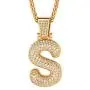 Shiny Cubic Zirconia Bubble Letters/Numbers/''$'' Necklace for Men Women Personalized 1-6 Letters Pendant with 18/22/26/28/30 Wheat/Tennis Chain 18K Gold/Platinum Plated Custom Name Jewelry