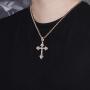 JINAO 14K Gold White Gold Plated Fully Iced Out CZ Cubic Zirconia Classical Cross Pendant for Men Women with Rope Chain Necklace Hip Hop Gift Jewelry