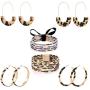 6 Piece Leopard Jewelry Set Leopard Acrylic Hoop Earrings Statement Wire Drop Hoop Earrings Animal Print Multi-Layer Leopard Jelly Silicone Bracelets For Woman