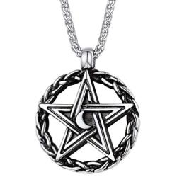 PROSTEEL Stainless Steel Tetragrammaton Pentacle Necklace, Eliphas Levis Pentagram, Men Women Amulet Statement Jewelry, Wiccan Magical Star Satanism Pendant Necklace, Come Gift Box