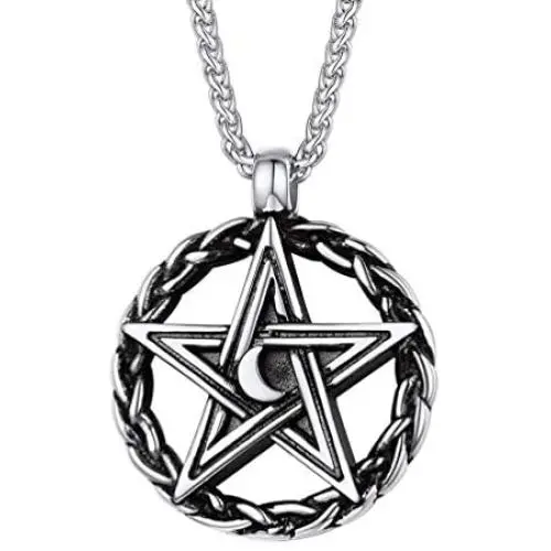 PROSTEEL Stainless Steel Tetragrammaton Pentacle Necklace, Eliphas Levis Pentagram, Men Women Amulet Statement Jewelry, Wiccan Magical Star Satanism Pendant Necklace, Come Gift Box
