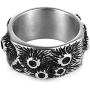 HZMAN Gothic Meteorite Surface Retro Personality Men Women Stainless Steel Ring Size 7-12