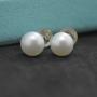 KEETEEN “Moon&Star'' Sterling Silver Studs 8mm Freshwater with Crystal Zircon Pearl Earrings for Women
