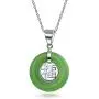 Asian Style Round Circle Disc Good Luck Chinese Fortune Dyed Green Jade Pendant Necklace For Women 925 Sterling Silver Asian Style Round Circle Disc Good Luck Chinese Fortune Dyed Green Jade Pendant Necklace For Women 925 Sterling Silver