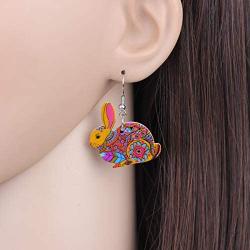 NEWEI Acrylic Floral Easter Bunny Hare Rabbit Earrings Drop Dangle Anime Animal Jewelry For Women Gifts Charm