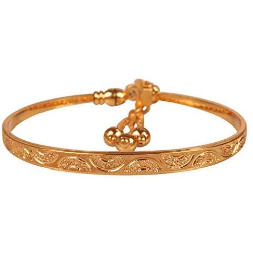 Touchstone New Indian Bollywood Brass Base Enchanting Look Finely Hand Crafted Work Enamel Meena Openable Free Size Bracelet in Gold Tone for Women.