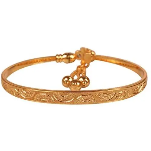 Touchstone New Indian Bollywood Brass Base Enchanting Look Finely Hand Crafted Work Enamel Meena Openable Free Size Bracelet in Gold Tone for Women.