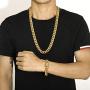 ROWIN&CO Mens Chain 18K Gold Stainless Steel Big Heavy Cuban Link Necklace/Bracelet Hip hop Jewelry with CZ Diamond Skull Chain Choker, 15mm Width, 8-35 Inch Lengths, (with Gift Box)