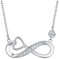 Van Chloe Infinity Heart Necklace for Women 925 Sterling Silver Love Pendant Necklace White Gold Plated CZ Diamond Gift for Women Girls Valentines Day Mothers Day