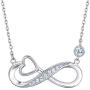 Van Chloe Infinity Heart Necklace for Women 925 Sterling Silver Love Pendant Necklace White Gold Plated CZ Diamond Gift for Women Girls Valentines Day Mothers Day