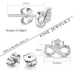 Women Earrings Studs 925 Sterling Silver Dangle Drop Earrings Infinity Love Round Cut CZ Diamond Jewelry Women Girls Gift for Valentines Day
