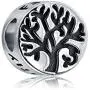 Round Family Circle Wishing Tree Of Life Bead Charm For Women Teen CZ Accent Oxidized .925 Sterling Silver Fits European Bracelet Round Family Circle Wishing Tree Of Life Bead Charm For Women Teen CZ Accent Oxidized .925 Sterling Silver Fits European Bracelet