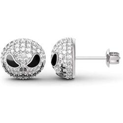 Jeulia 1.5 Carat Nightmare Earrings Jack Skellington Stud Earrings for Women Men Diamond 925 Sterling Silver Earrings Halloween Jewelry Romantic Jewelry Gift for Her Christmas Birthday Gift