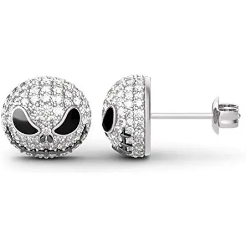 Jeulia 1.5 Carat Nightmare Earrings Jack Skellington Stud Earrings for Women Men Diamond 925 Sterling Silver Earrings Halloween Jewelry Romantic Jewelry Gift for Her Christmas Birthday Gift