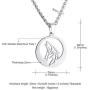 U7 Wolf Necklace with Adjustable Spiga Chain Stainless Steel Round Hollow Pendant