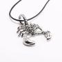 New Mens Scorpion Necklace Polished Gothic Biker Mens Necklace with Cord Chain Jewelry