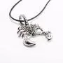 New Mens Scorpion Necklace Polished Gothic Biker Mens Necklace with Cord Chain Jewelry