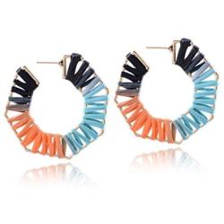 Rattan Dangle Drop Earrings for Women Handmade Girls Boho Woven Wicker Braid Drop Dangle Earring Fashion Jewelry Lightweight Statement Earrings