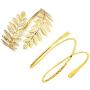 FUTIMELY 2Pieces Leaf Upper Arm Cuff Bangle Armband Bracelets for Women Teen Girls Punk Swirl Coil Armlets Bracelets Egyptian Jewelry Set