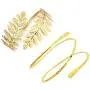 FUTIMELY 2Pieces Leaf Upper Arm Cuff Bangle Armband Bracelets for Women Teen Girls Punk Swirl Coil Armlets Bracelets Egyptian Jewelry Set