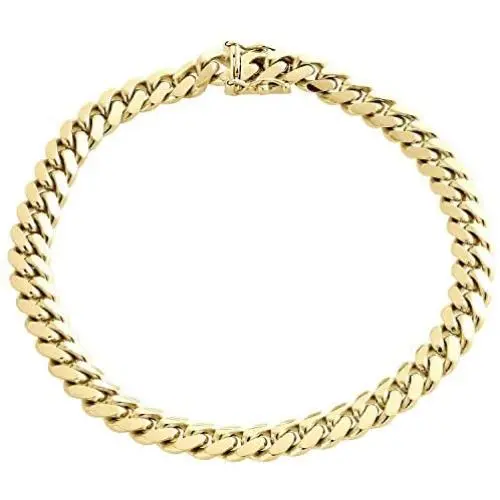The Diamond Deal Mens Hollow 14K Yellow Gold Shiny Miami Cuban Link Chain Mens Bracelet with Secure Box-Lock Clasp (8.5'', or 9 inch) The Diamond Deal Mens Hollow 14K Yellow Gold Shiny Miami Cuban Link Chain Mens Bracelet with Secure Box-Lock Clasp (8.5'', or 9 inch)