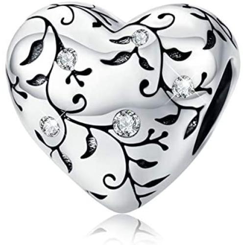 BAMOER Love Heart Bead Charms for Pandora Bracelets 925 Sterling Silver Heart Shape Charm Infinity Love Jewelry Gifts