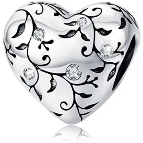 BAMOER Love Heart Bead Charms for Pandora Bracelets 925 Sterling Silver Heart Shape Charm Infinity Love Jewelry Gifts