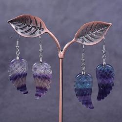 Gemstone Crystal Healing Reiki Chakra Handmade Angel Wing Dangle Earrings