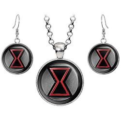Wearable Treasures Black Widow Necklace, The Avengers Jewelry, Captain America Shield Pendant, Superhero Earrings Gifts Gift, Geek Geeky Present Presents