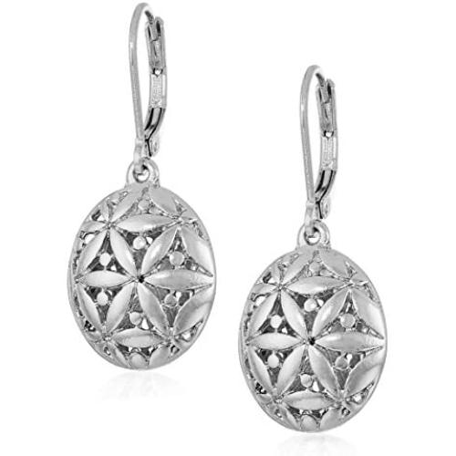 Napier Silver-Tone Textured Leverback Drop Earrings