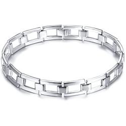 Mens Real S925 Sterling Silver Classic Link Bracelet 8.5 Inch