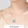 Ccino Silver Jewelry Set for Women, 925 Sterling Silver Stud Earrings, Silver Love Pendant Necklace with White/Purple/Blue Cubic Zirconia for Girlfriend Mother, Best Gift, Come with Jewelry Box
