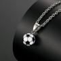 IFUAQZ Unisex Stainless Steel Soccer Ball Pendant Free Link Chain Necklace Football Jewelry for Men Boys