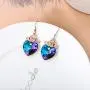 SISGEM 18K Rose Gold Plated Heart Crystal Dangle Hook Earrings for Women Girls Rose Flower Earrings with Cubic Zirconia Hypoallergenic Jewelry for Birthday Valentines Day 925 Sterling Silver