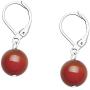Falari 10mm Round Natural Stone Earring High Polished Rhodium Leverback