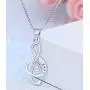 QXJX Music Note Pendant Necklace 925 Sterling Silver Cubic Zirconia Jewelry for Women Girl Box Chain 18''