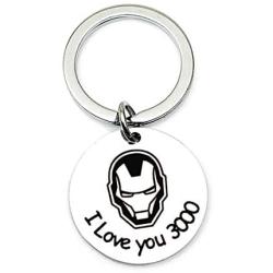 SNOWLIN I Love You 3000 Lettering Engraved Cuff Bangle Keychain Necklace Avengers Fan Avengers Endgame Gift for Dad Boyfriend Mother Girlfriend