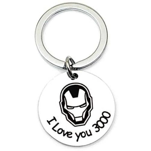 SNOWLIN I Love You 3000 Lettering Engraved Cuff Bangle Keychain Necklace Avengers Fan Avengers Endgame Gift for Dad Boyfriend Mother Girlfriend