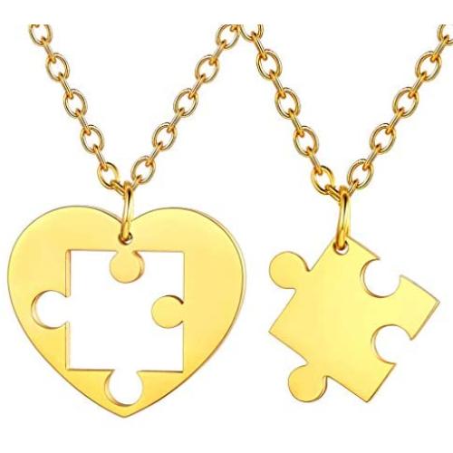 FaithHeart Yin Yang Necklace, Personalized Engraving Stainless Steel/18K Gold Plated Puzzle Pendant Jewelry for Couples with Adjustable Rolo Chain