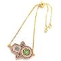 LESLIE BOULES Gold Hamsa Bracelet Adjustable Sliding Chain Protection Jewelry