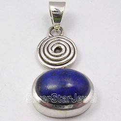 SilverStarJewel 925 Pure Silver Lapis Lazuli Pendant 1.5'' Fashion Wholesale