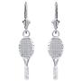 925 Sterling Silver Tennis Racquet Sports Leverback Earrings