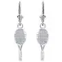 925 Sterling Silver Tennis Racquet Sports Leverback Earrings 925 Sterling Silver Tennis Racquet Sports Leverback Earrings